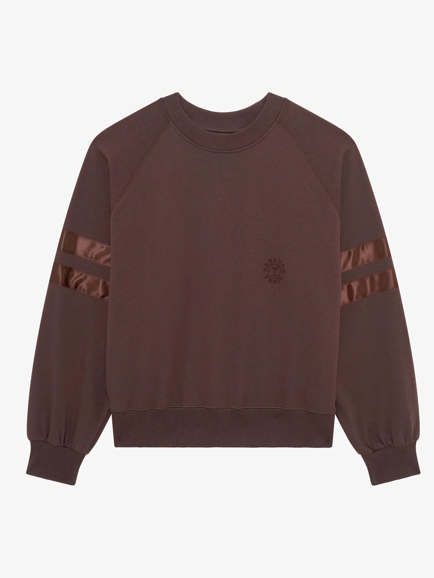 Collegepaita satiininauhoilla – Repetto Satin Sweatshirt, Chocolat - Image 2
