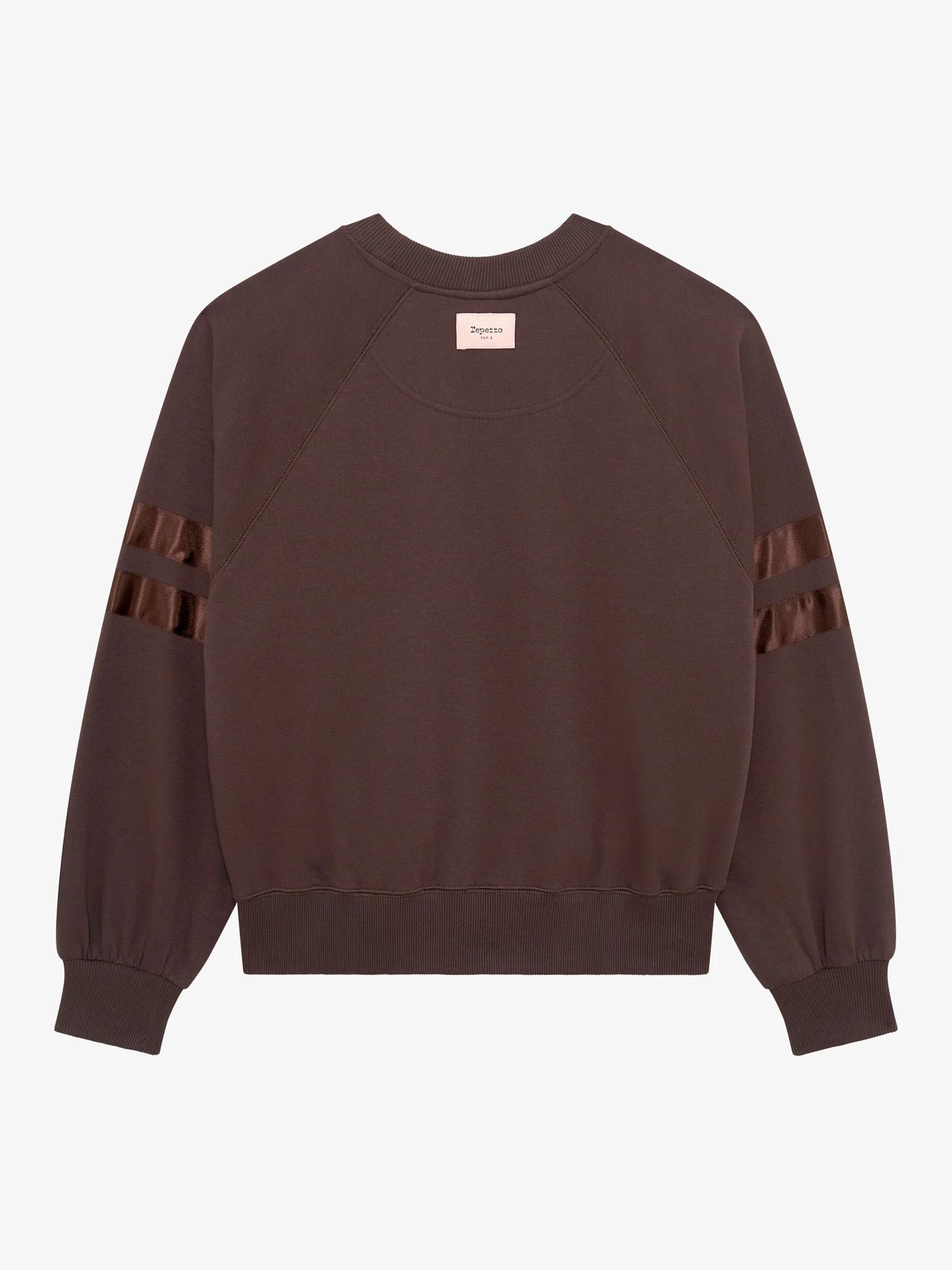Collegepaita satiininauhoilla – Repetto Satin Sweatshirt, Chocolat - Image 3